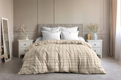 Пододеяльник Тартан поплин ЕВРО желтый